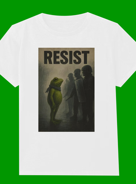 FROG RESIST PROTEST ART  FUNNY T-SHIRT FOR MEN 2026趣味青蛙