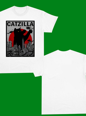 A CATZILLA  FUNNY CAT 2025年趣味搞笑猫宽松休闲卡通动漫哥斯拉