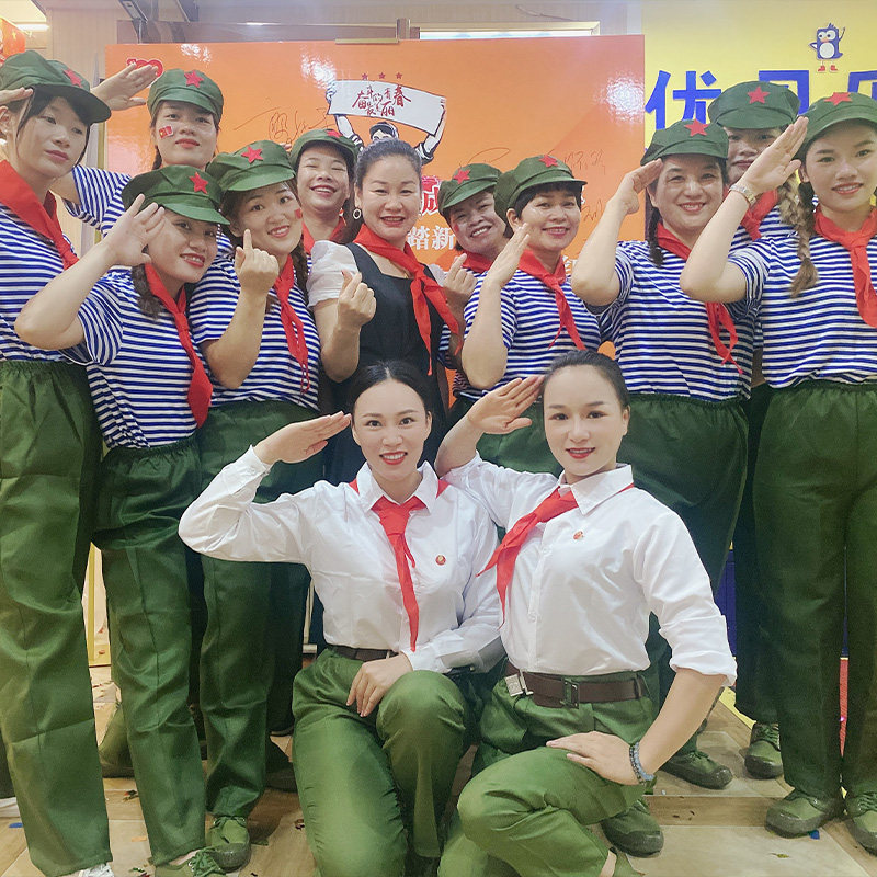 速发怀旧知青男款80年代海魂衫学生合唱演出服蹈卫兵07年代舞红服