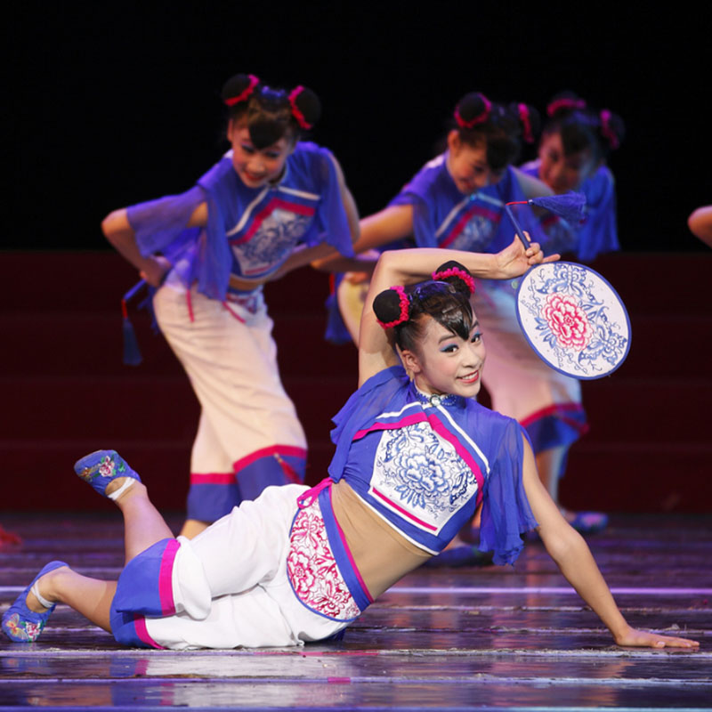 速发荷花奖大赛小嫚古舞小曼舞蹈演出服儿童民族表演服扇典群子舞