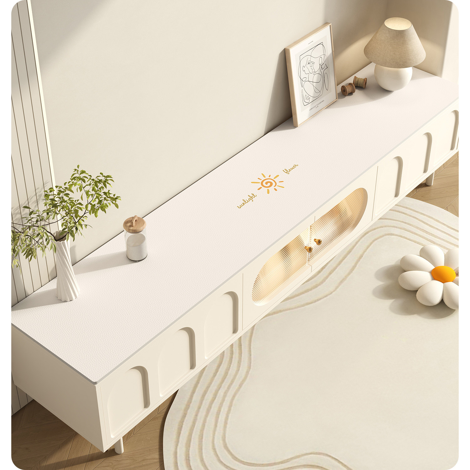 速发奶油风电视柜桌垫轻柜柜级感防水餐边奢盖布鞋高防脏垫桌面保