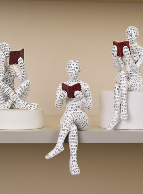 快速发货图书馆书店阅读者人物摆件D抽象看书女人书柜书架装饰品