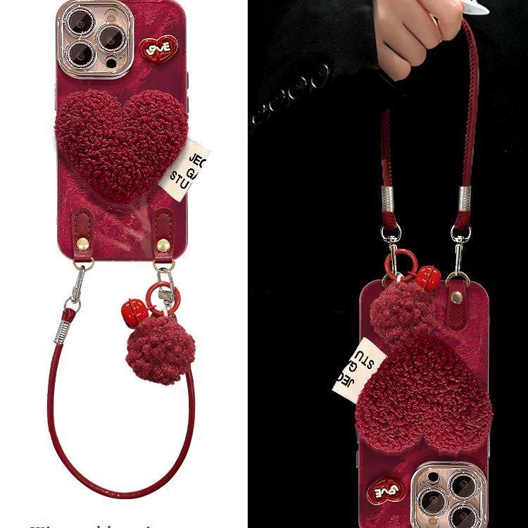 苹果17手机壳vivo华为OPPO小米iPhone新款毛绒爱心挂绳精孔冰川纹,个性定制/设计服务/DIY,手机壳/保护套定制,淘宝优惠券,粉丝福利购,淘宝优惠卷