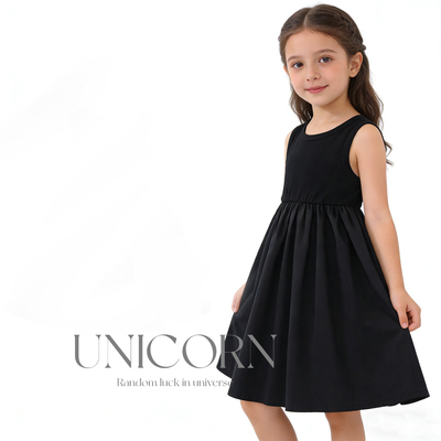 UNICORN女童26年夏季新款韩版纯色背心裙女宝内搭无袖连衣裙长裙