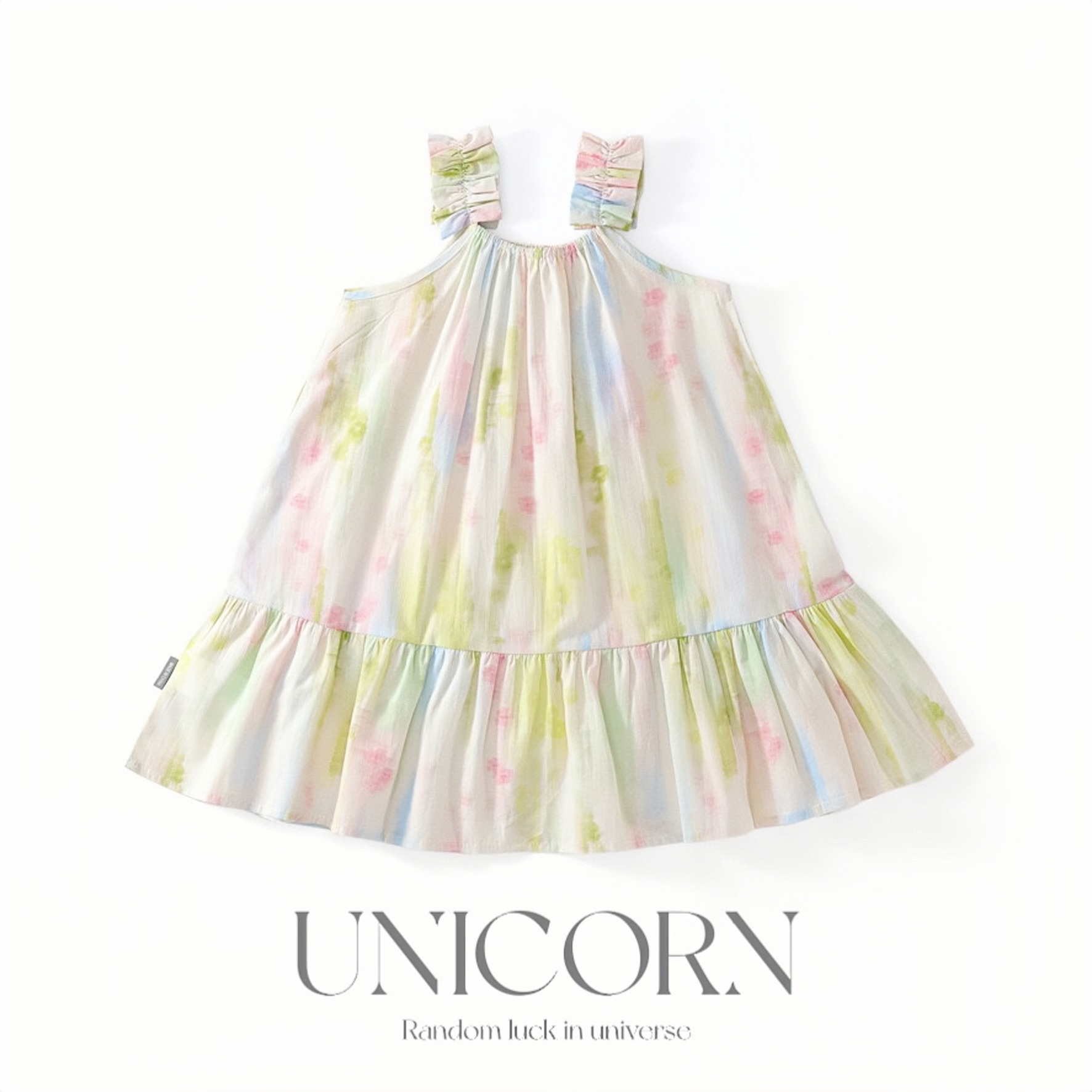 UNICORN女童25年夏季新款纯棉小清新度假风油画吊带背心连衣裙