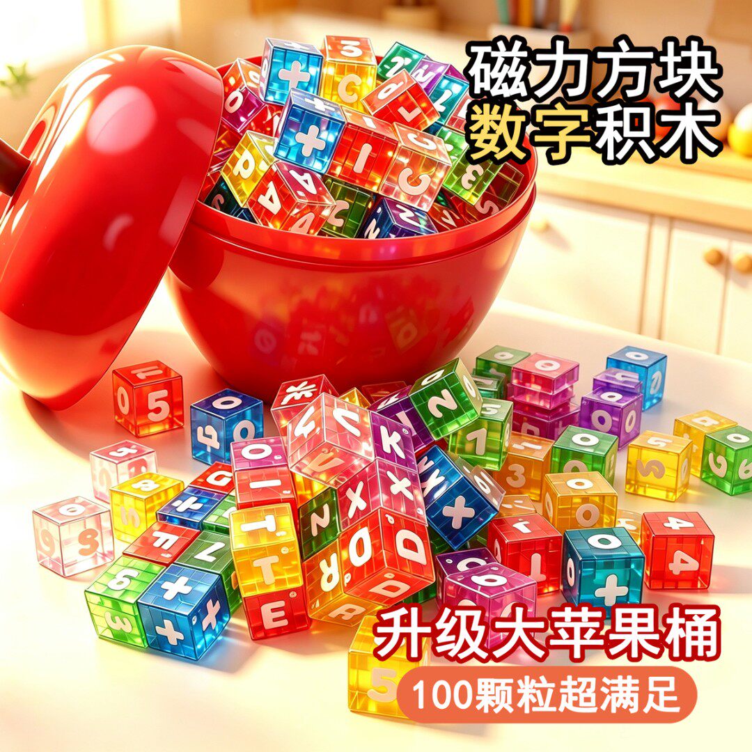 数字透明强磁儿童益智磁力方块