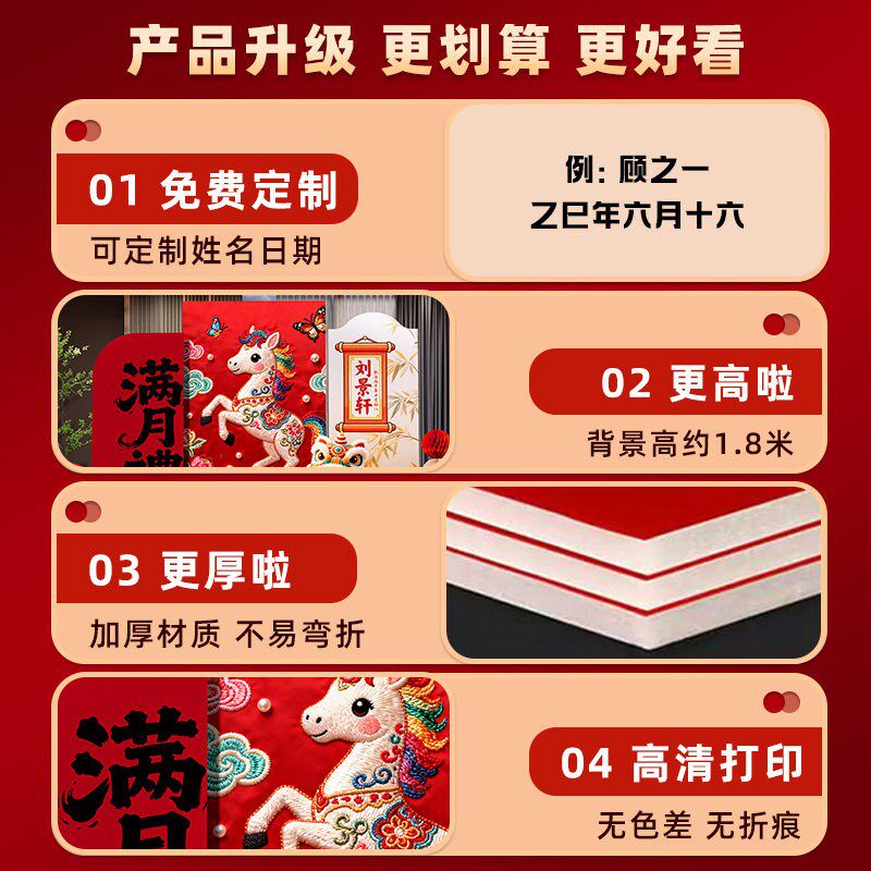 速发马宝小孩满月宴布置装饰仪式感拍照道具板背景墙0天家庭里农