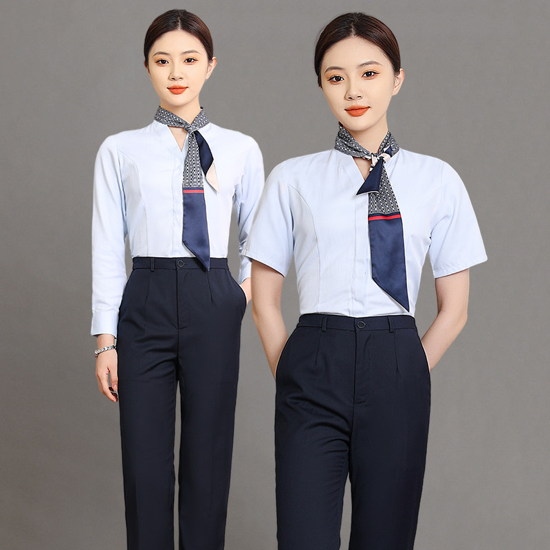 速发中国移动工作服2220长款新袖衬衣裤子套装营业厅员工装