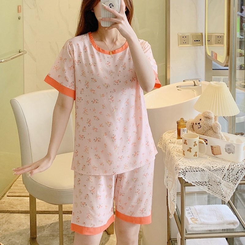 速发棉绸睡衣夏季短裤家居服人造棉薄款套装大码爆款网红风