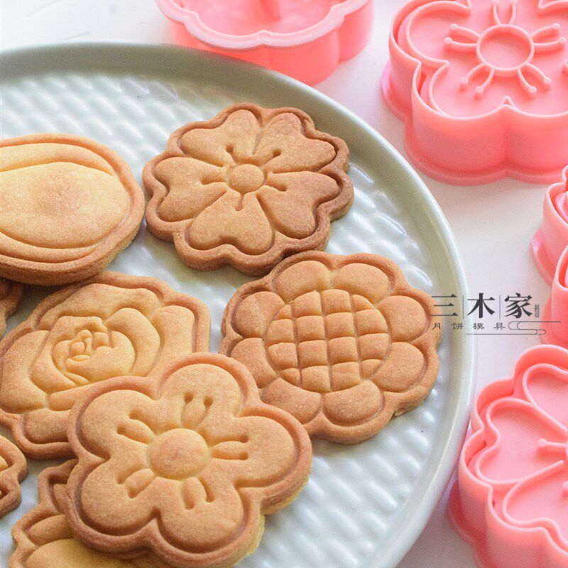 速发花朵饼干模具节向日葵玫瑰郁 香金母亲 翻糖烘焙立体曲奇压模