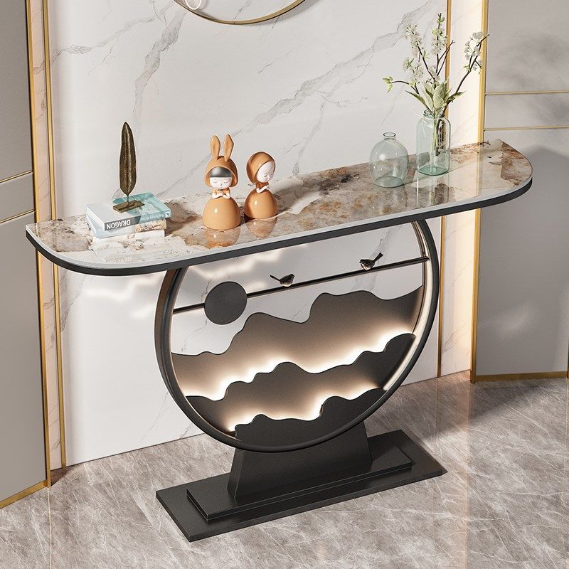 速发自然艺和新中桌靠墙道约玄关式子家用入户过简岩板发光条案台