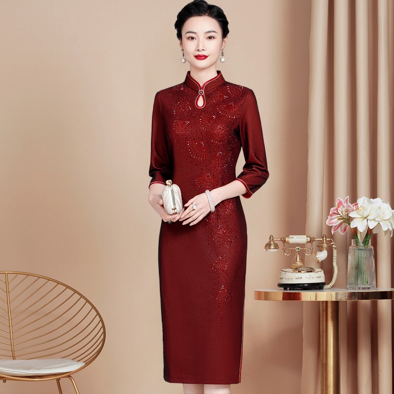 速发喜婆婚旗2袍025年新款婚宴装丈母娘婆礼服高贵年轻婚礼妈妈礼
