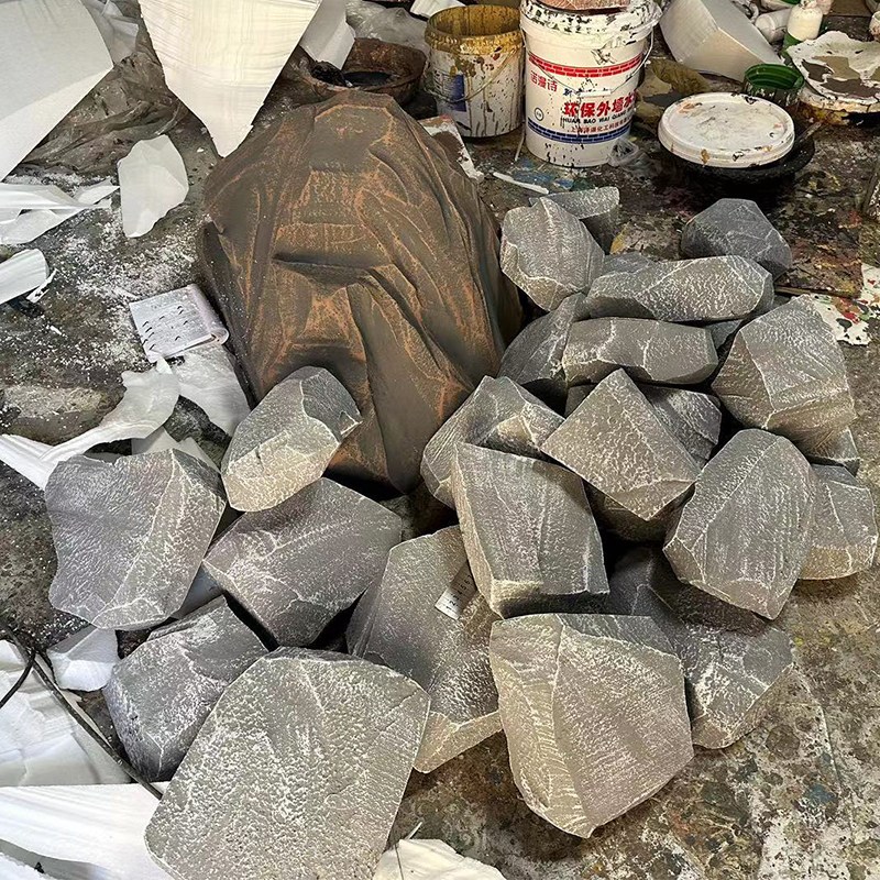 速发仿真泡沫石头假石头道具鹅卵石造景布置橱窗展厅模型假山演出