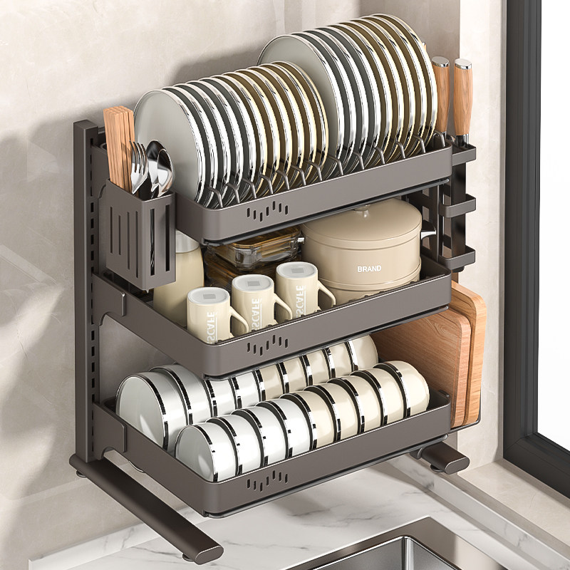速发壁锈钢打房碗碟置物架免厨孔家用碗筷收纳盒不挂式放碗盘沥水,厨房/烹饪用具,碗架,淘宝优惠券,粉丝福利购,淘宝优惠卷