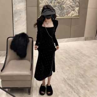 速发中长款亮闪闪人臀裙紧身包丝性感小妈裙风衣内搭味绒连衣裙秋