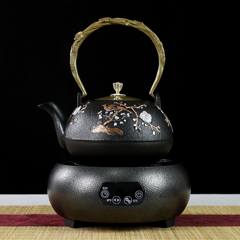 铁壶铸铁泡茶日本烧水壶泡茶专用电陶炉煮茶器套R装茶炉煮茶壶茶