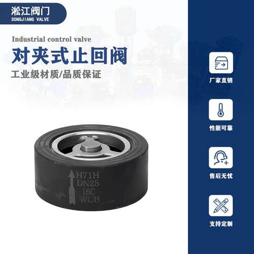 对夹式止回阀H71H-25C碳钢WCB锅炉水泵弹簧升降式向逆止阀