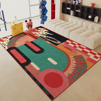 TipToe黑格胶片 彩色多巴胺客厅地毯轻奢高级感防水防污涂鸦地毯