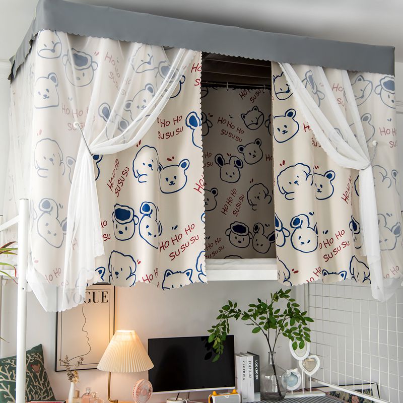 大学生寝室宿舍床帘透气上铺下铺少女蚊帐一体式强遮光加厚桌帘子