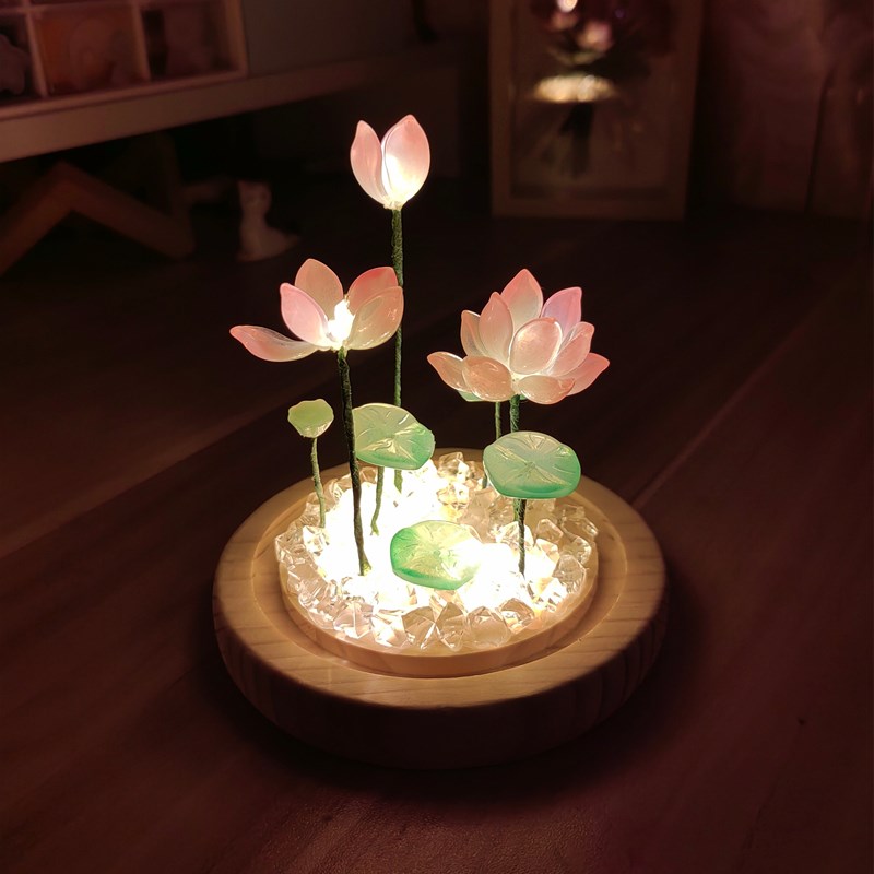 荷花小夜灯diy材料包郁金香闺蜜朋友38妇女神节生日手工同学礼物