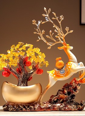 新中式招财进宝树摆件客厅玄关酒柜电视柜装饰工艺品乔迁开业礼品