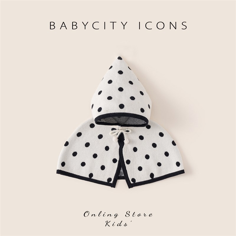 贝贝城婴儿斗篷秋冬新款女宝披风针织时髦上衣男宝外套保暖冬装潮