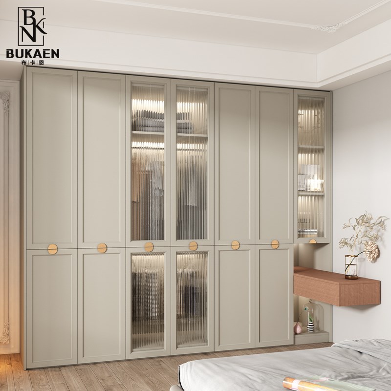 美式实木衣柜2023新款整体衣柜书桌一体大衣橱家用卧室衣帽间定制