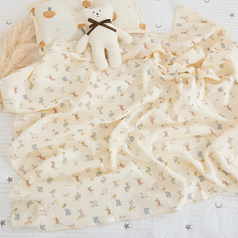 双层全棉婴儿夏天薄款被子包巾宝宝空调被纱布夏季盖毯儿童毛巾被