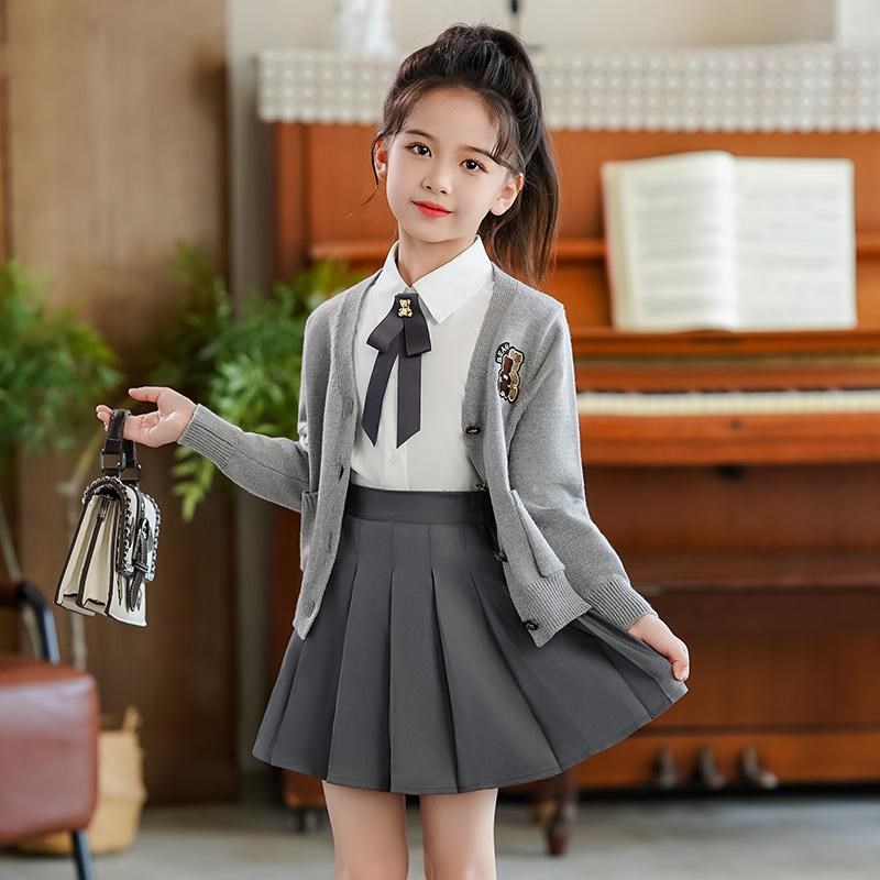女童jk制服套装春装儿童洋气公主裙小女孩学院风百褶裙毛衣连衣裙