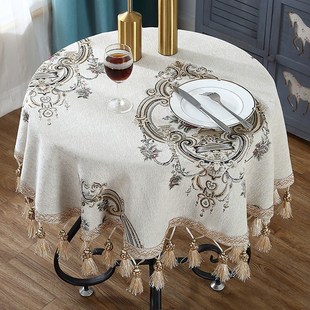 欧式 新品 小圆桌桌布圆形用餐桌布布艺椭圆形茶几台布桌垫曼蓝色桌