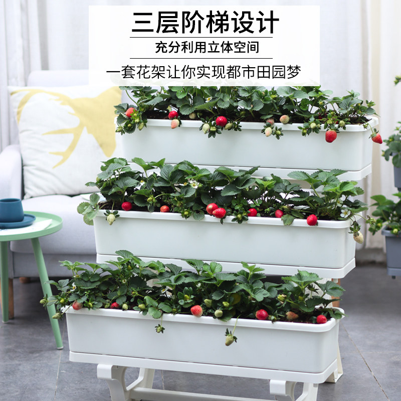 立体多层阳台专用种菜盆架塑料高级感家用花盆草莓长方形种植箱图片