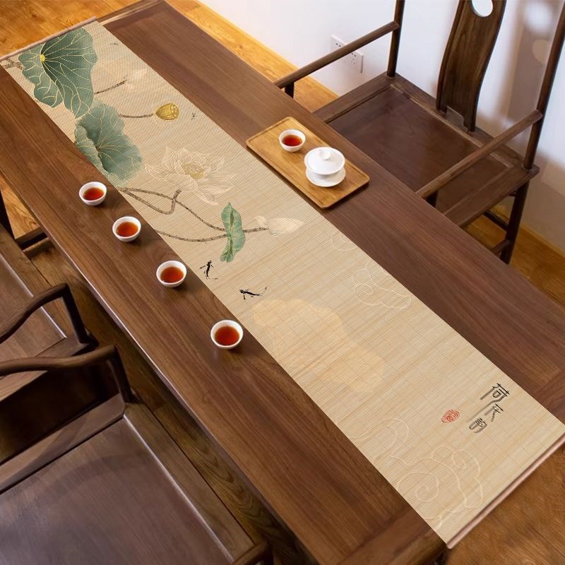 新中式手工竹丝精编中国风禅意茶席便携式茶垫桌旗茶帘茶道干泡席