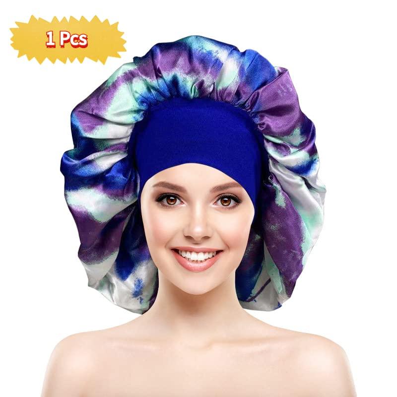 Silk Bonnet Satin Bonnet,4 Pcs Elastic Wide Band Hair Bonne