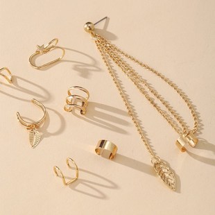 Leaves Ear Gold 新品 Star Earr Piercing Fashion 7pcs Non Clip