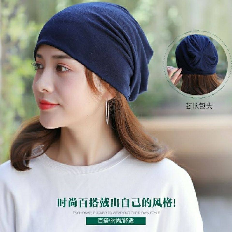 化疗後女士帽春夏戴帽子假发中老年的术後空调帽遮白发头巾光头帽