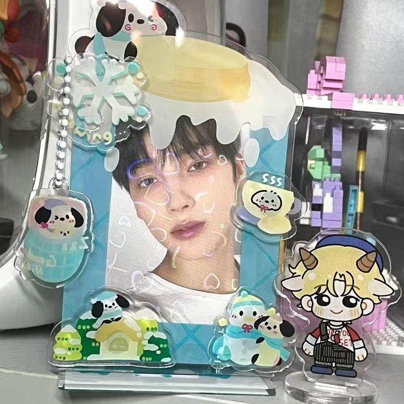 ins冬日主题小狗日式相框拆拆乐3寸照片爱豆小卡展示插卡立牌