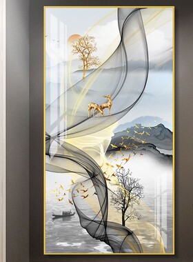 好货享新惠入户门玄关装饰画欧式轻奢走廊竖版抽象壁画简约现代大