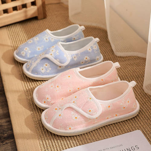 夏季薄款透气软底月子鞋新款魔术贴产後孕妇鞋月包跟产後拖鞋萨肯