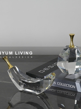 简约现代抽象水晶水果摆件样品屋展示中心艺术软装饰品样板房间桌