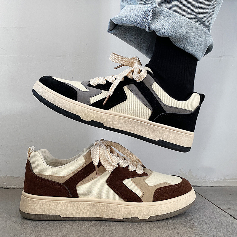 鞋子男潮鞋2022新款帆布透气厚底板鞋男ins港风小众学生德训鞋男