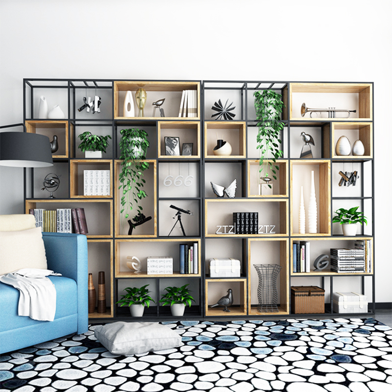 架办公工业风铁艺柜隔断置物屏风墙客厅定制装饰展示实木书架简单
