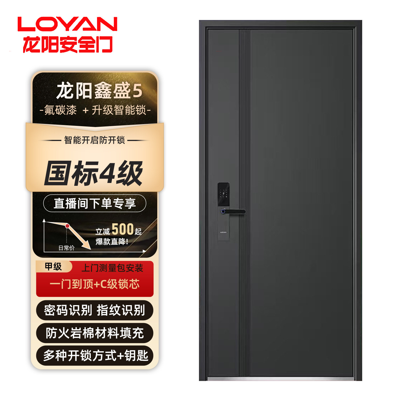 龙阳鑫盛5甲级防盗入户门进户门