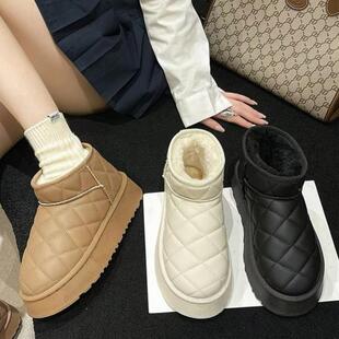 女士皮毛一体雪地靴冬天鞋子女加绒加厚保暖女式冬天棉鞋新款时尚