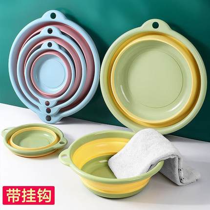 拼色脸盆折叠盆家用小号洗脸盆小盆塑料盆加厚耐用大号便携式旅D2
