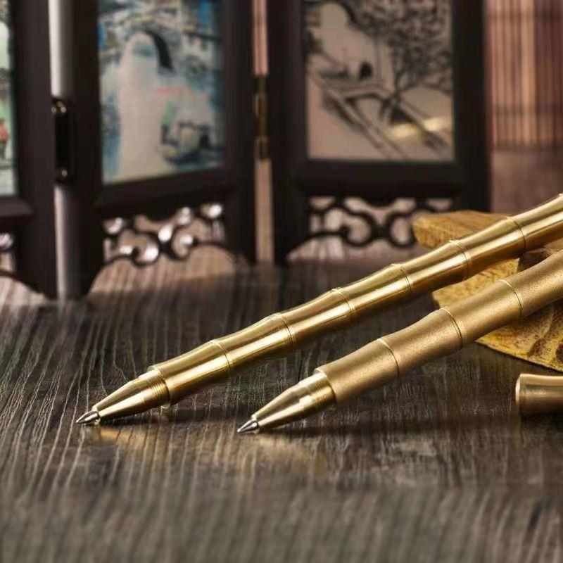 黄铜竹节笔金属笔黄铜笔商务办公简约高颜值礼物签字笔D1