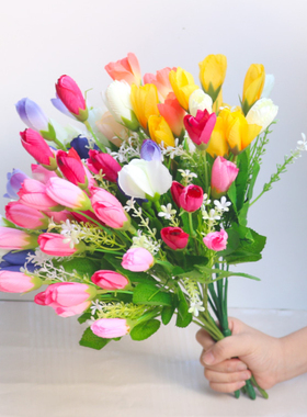 郁金香玫瑰仿真花束室内装饰花卉塑料盆栽客厅摆设