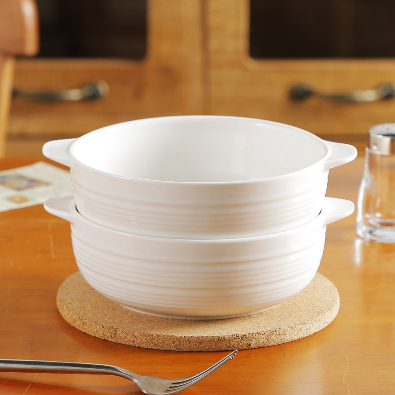 耐高温防烫家用陶瓷双耳汤碗面碗