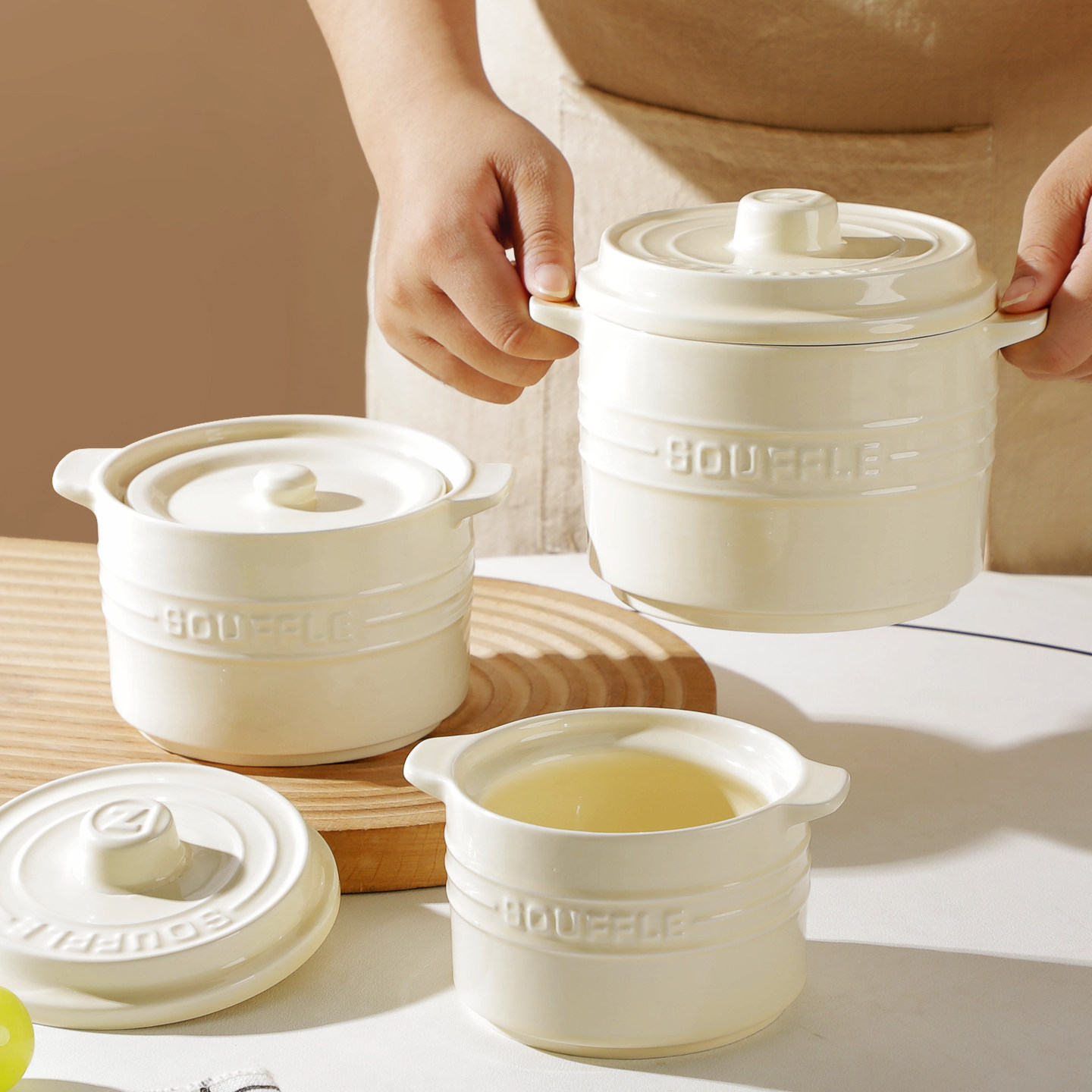 【双耳双盖】陶瓷炖盅带盖隔水家用瓦罐汤燕窝蒸盅炖罐小汤盅防烫