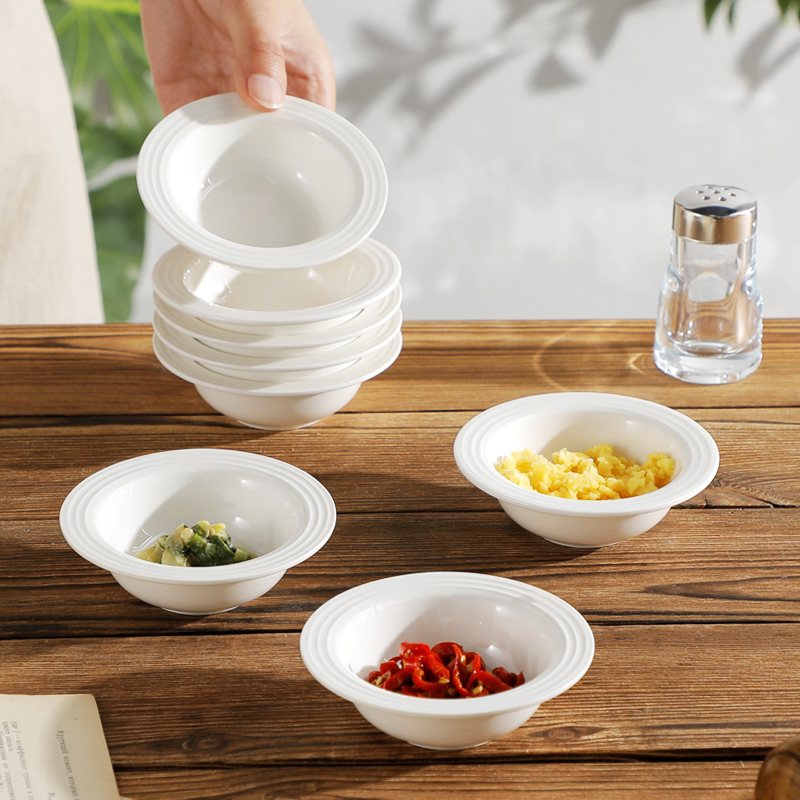 高颜值简约纯白实用陶瓷餐具味碟