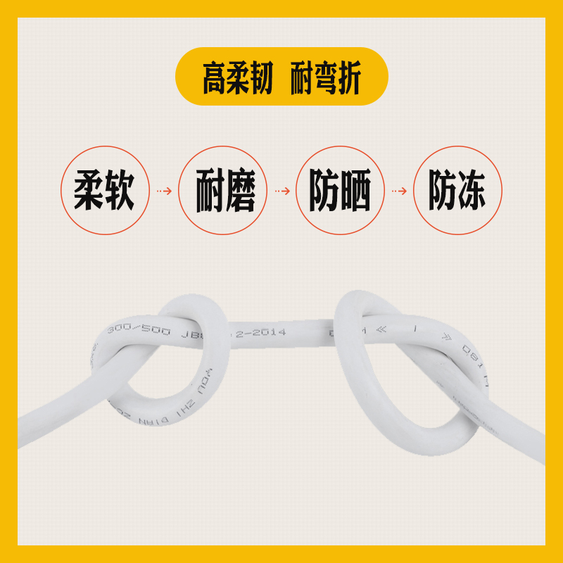 纯铜芯圆形白色护套线2芯3芯4芯软电线电缆线三相电源线